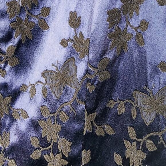 Candy Rocket Vintage Navy Blue Satin Mini Sheath Dress Size Medium Butterfly Y2K - Picture 4 of 5